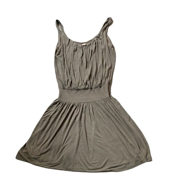 Deletta Wind Patterns Dress XS Khaki Grecian Flowy Twist Strap Casual 188F - Picture 1 of 6